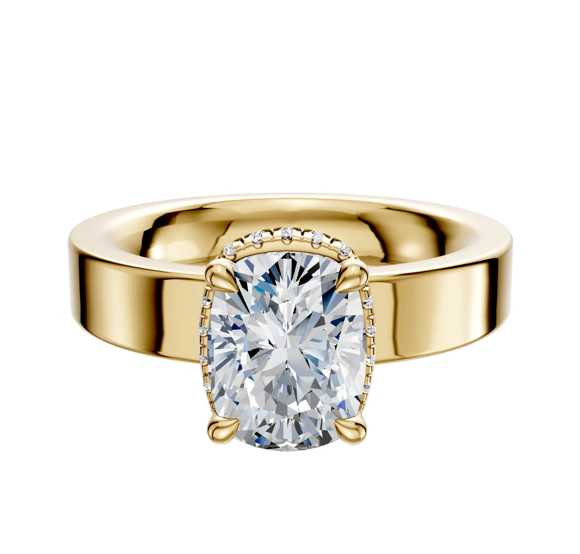14K Yellow Gold 4 Prong Collar Classic Flat 4.0mm Engagement Ring sold by Promise By Effy