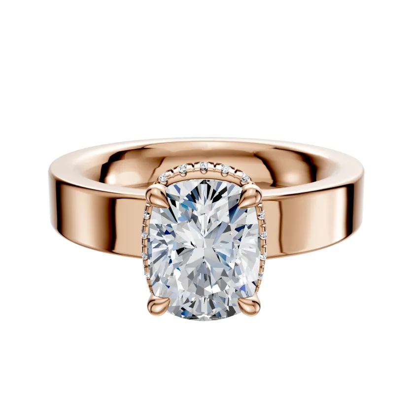 18K Rose Gold 4 Prong Collar Classic Flat 4.0mm Engagement Ring sold by Promise By Effy