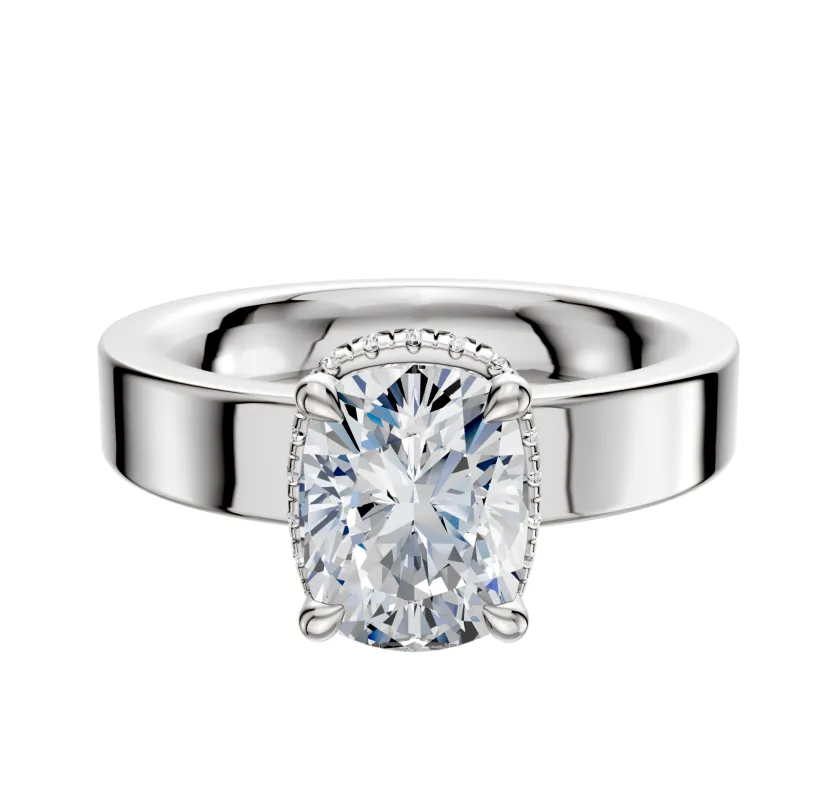 Platinum 4 Prong Collar Classic Flat 4.0mm Engagement Ring sold by Promise By Effy