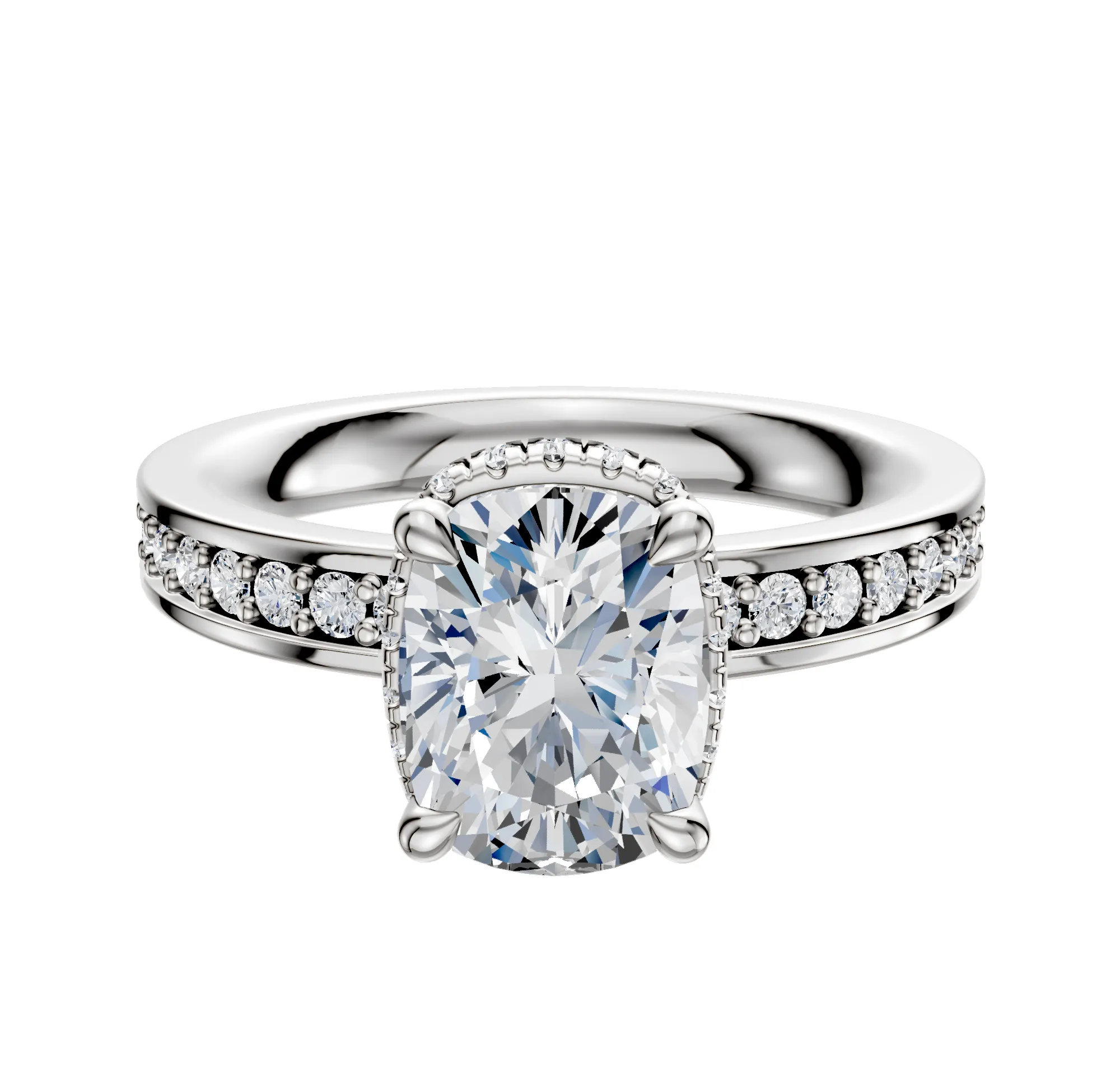 Platinum 4 Prong Collar Classic Flat 1-Row-Pave 2.5mm Engagement Ring sold by Promise By Effy