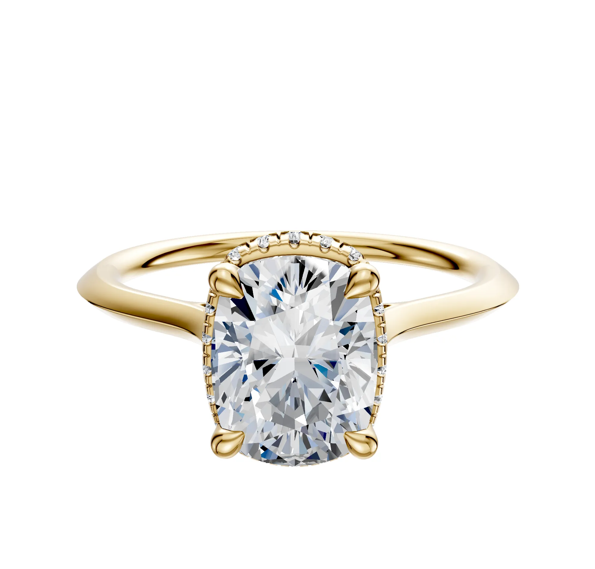 14K Yellow Gold 4 Prong Collar Cathedral Knife Edge 1.5mm Engagement Ring sold by Promise By Effy