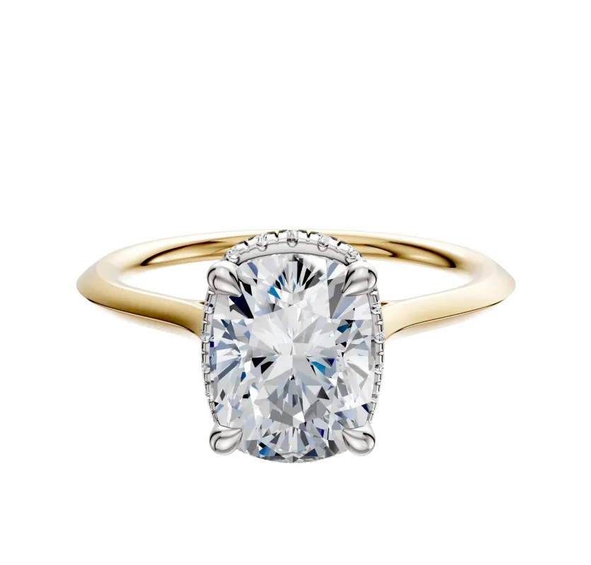 14K Two Tone 4 Prong Collar Cathedral Knife Edge 1.5mm Engagement Ring sold by Promise By Effy