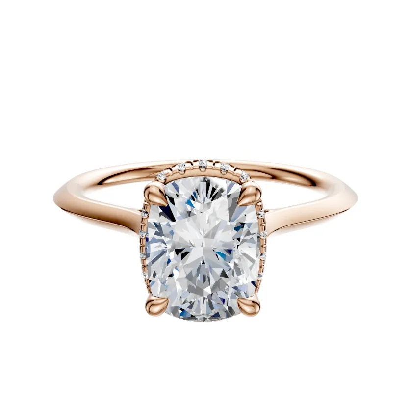 14K Rose Gold 4 Prong Collar Cathedral Knife Edge 1.5mm Engagement Ring sold by Promise By Effy