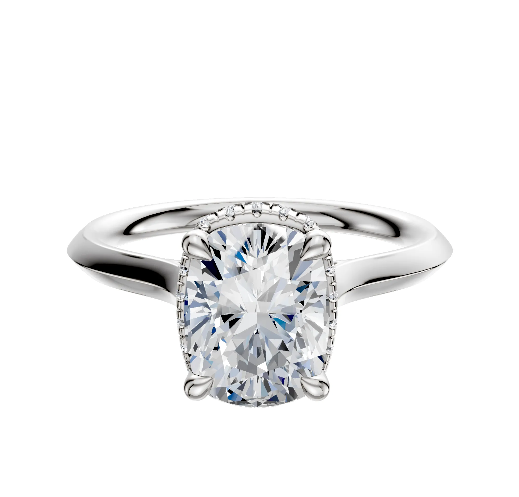 14K White Gold 4 Prong Collar Cathedral Knife Edge 2.0mm Engagement Ring sold by Promise By Effy