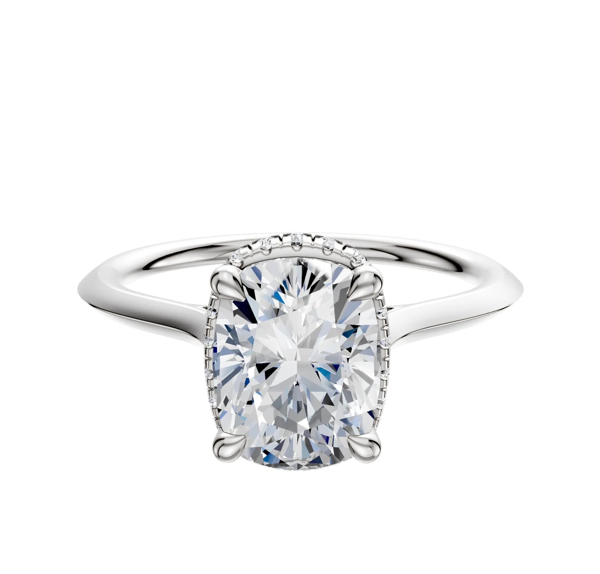 Platinum 4 Prong Collar Cathedral Knife Edge 1.5mm Engagement Ring sold by Promise By Effy