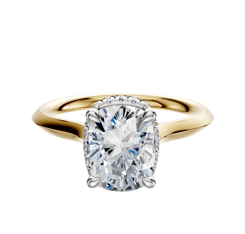 14K Two Tone 4 Prong Collar Cathedral Knife Edge 2.0mm Engagement Ring sold by Promise By Effy