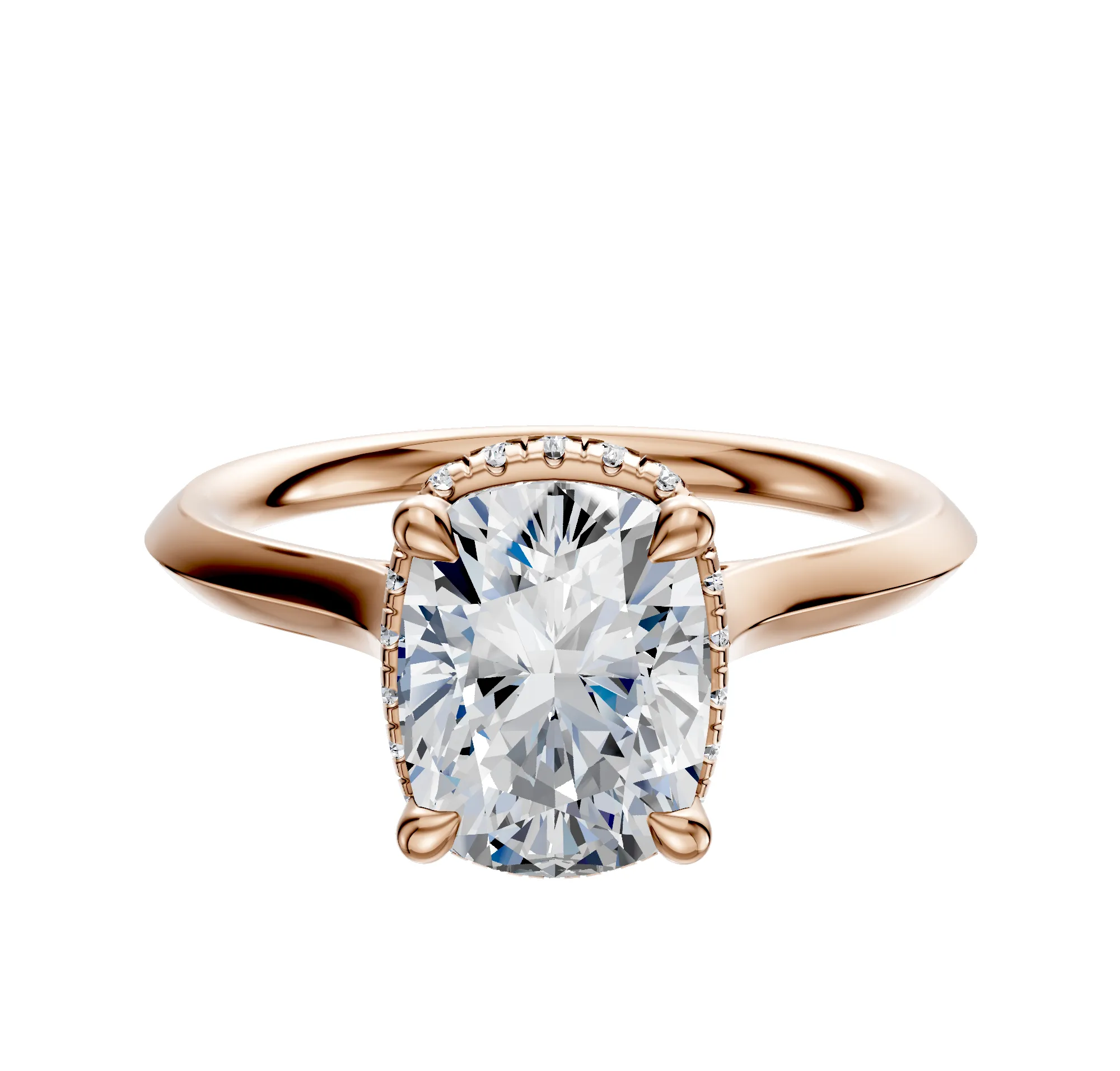 14K Rose Gold 4 Prong Collar Cathedral Knife Edge 2.0mm Engagement Ring sold by Promise By Effy