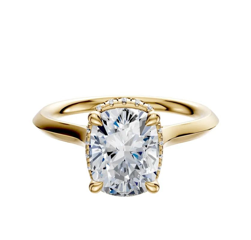 18K Yellow Gold 4 Prong Collar Cathedral Knife Edge 2.0mm Engagement Ring sold by Promise By Effy