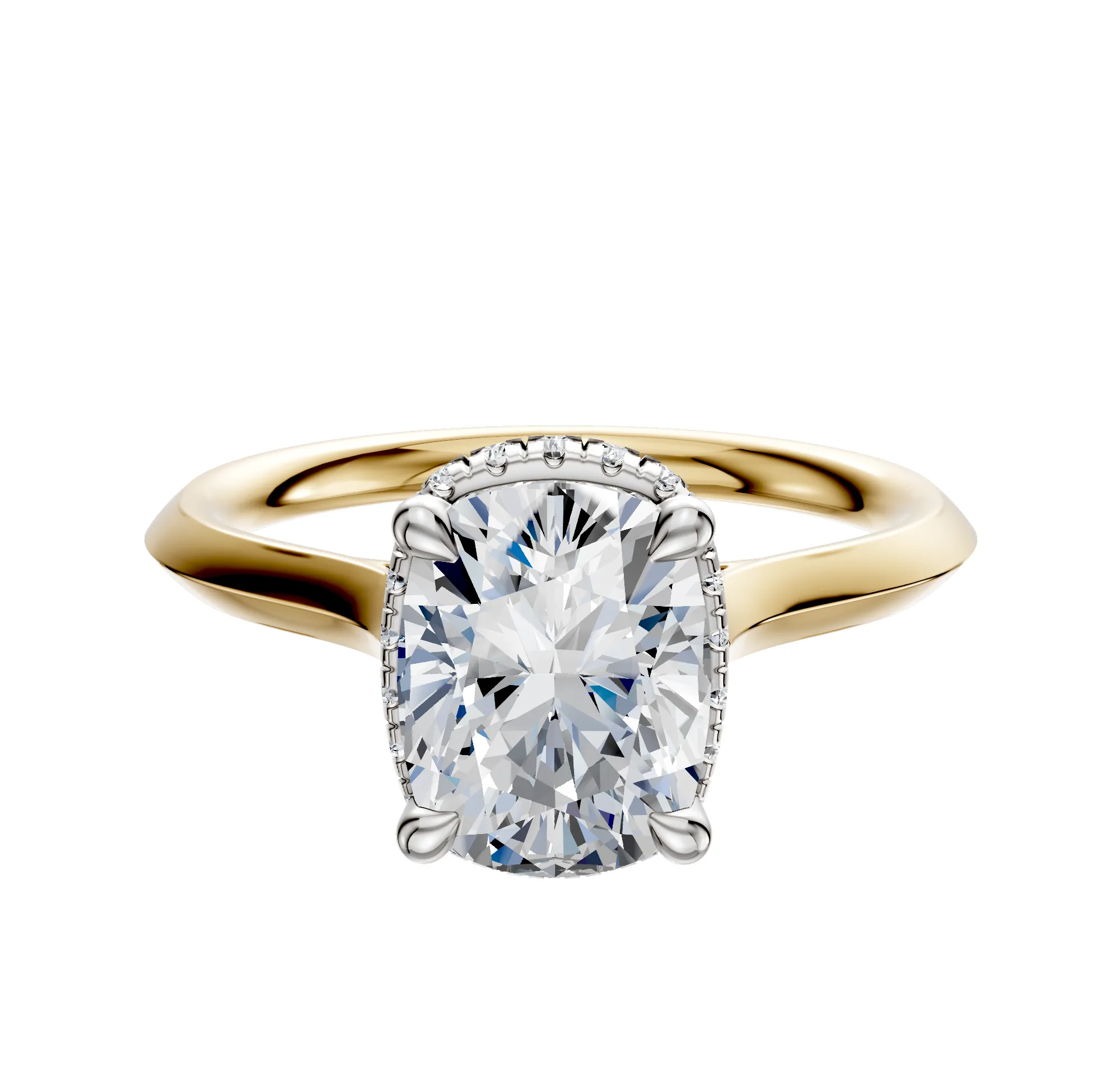 18K Two Tone 4 Prong Collar Cathedral Knife Edge 2.0mm Engagement Ring sold by Promise By Effy