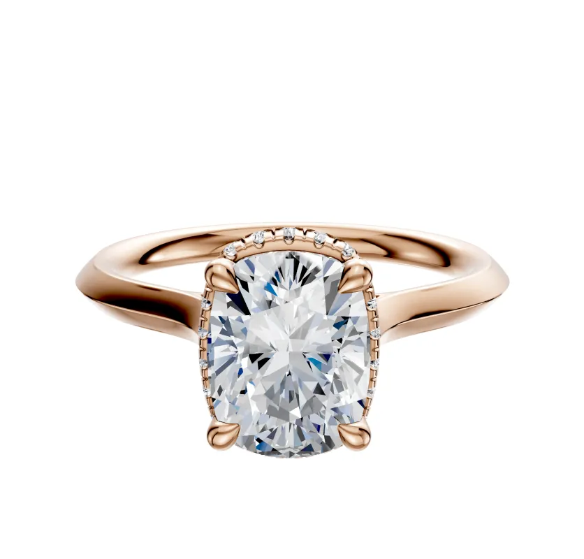 18K Rose Gold 4 Prong Collar Cathedral Knife Edge 2.0mm Engagement Ring sold by Promise By Effy