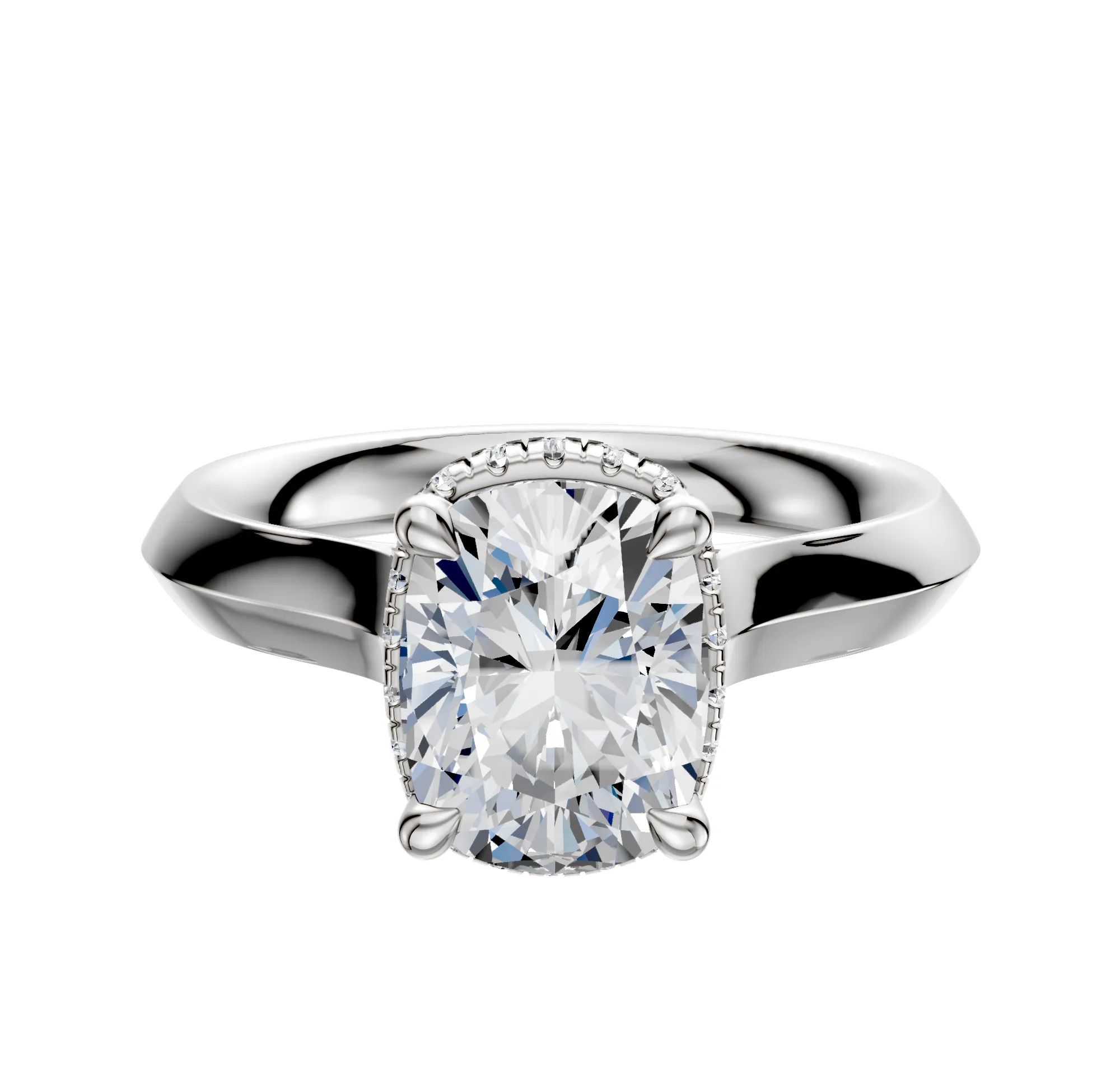 18K White Gold 4 Prong Collar Cathedral Knife Edge 3.0mm Engagement Ring sold by Promise By Effy