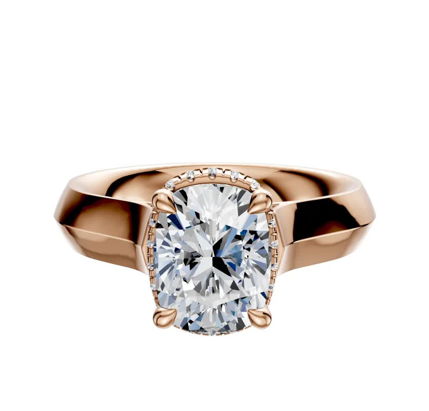 18K Rose Gold 4 Prong Collar Cathedral Knife Edge 4.0mm Engagement Ring sold by Promise By Effy