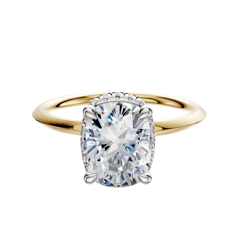 18K Two Tone 4 Prong Collar Classic Knife Edge 1.5mm Engagement Ring sold by Promise By Effy