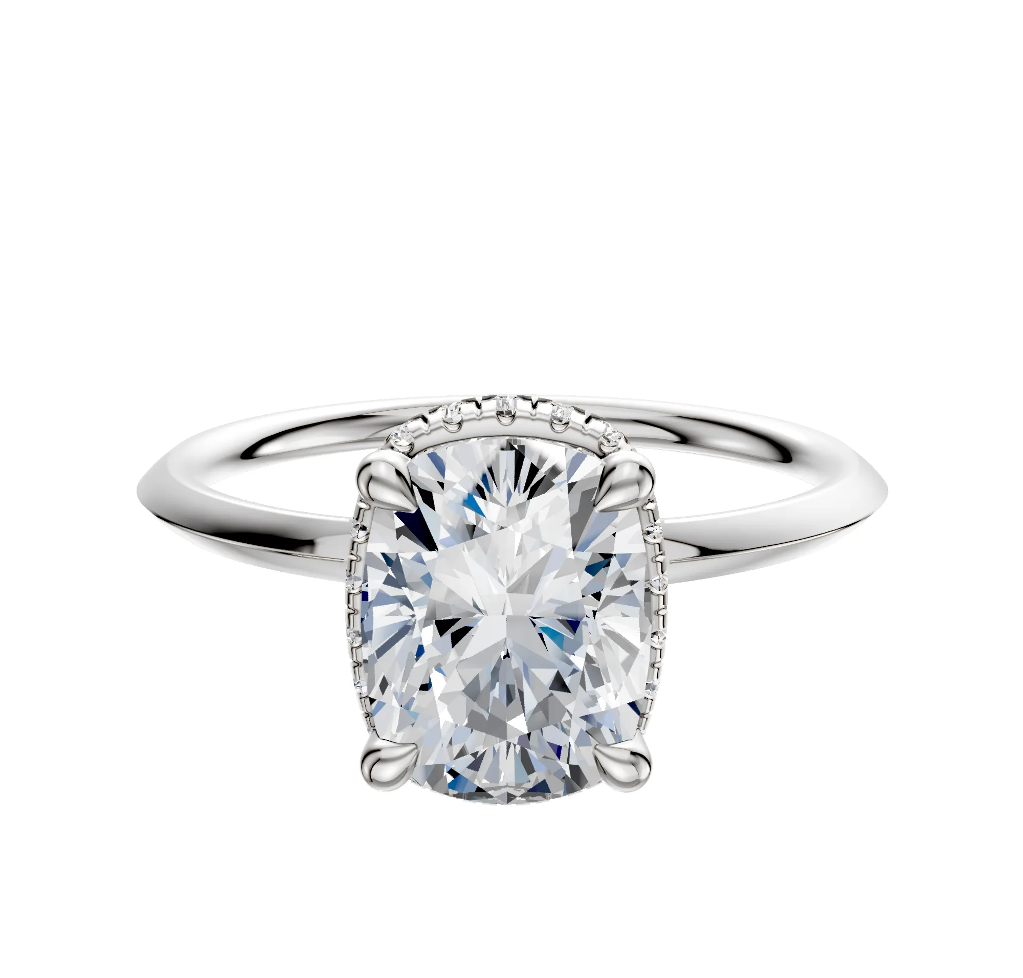 Platinum 4 Prong Collar Classic Knife Edge 1.5mm Engagement Ring sold by Promise By Effy