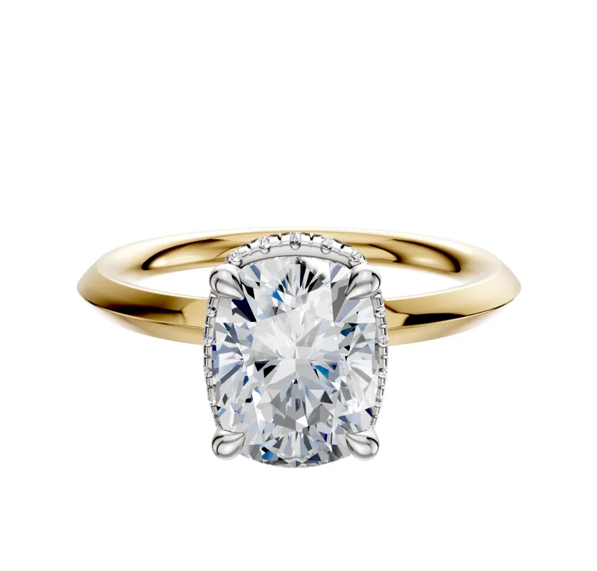 18K Two Tone 4 Prong Collar Classic Knife Edge 2.0mm Engagement Ring sold by Promise By Effy