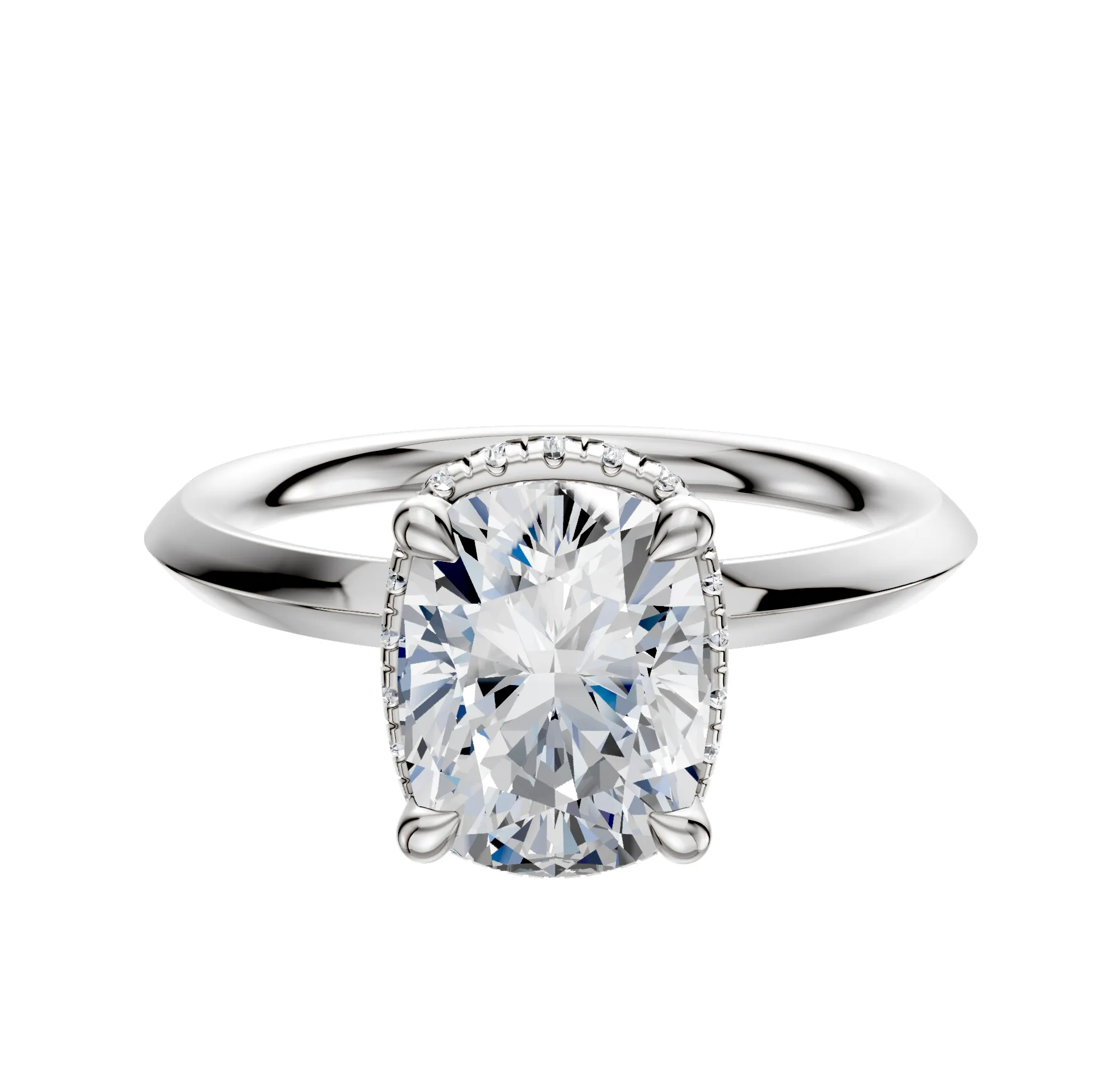 Platinum 4 Prong Collar Classic Knife Edge 2.0mm Engagement Ring sold by Promise By Effy
