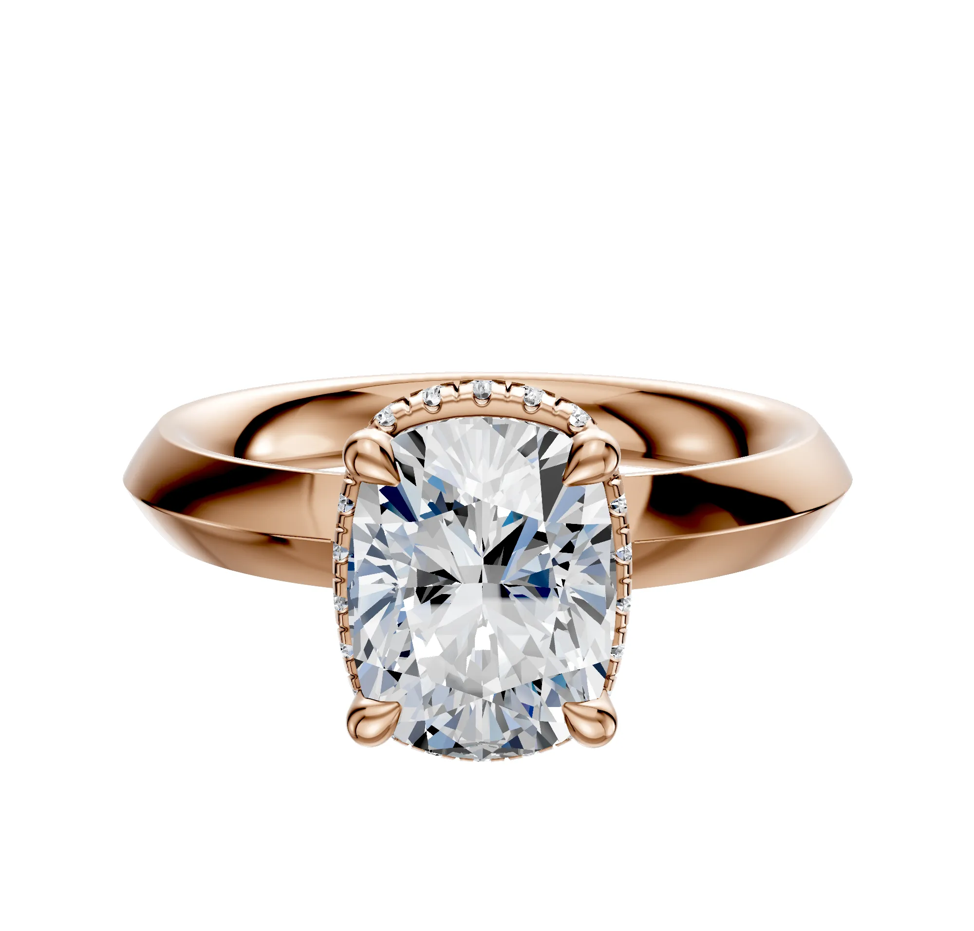 14K Rose Gold 4 Prong Collar Classic Knife Edge 3.0mm Engagement Ring sold by Promise By Effy