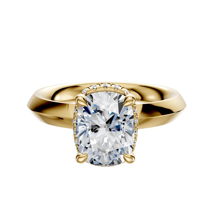 14K Yellow Gold 4 Prong Collar Classic Knife Edge 3.0mm Engagement Ring sold by Promise By Effy