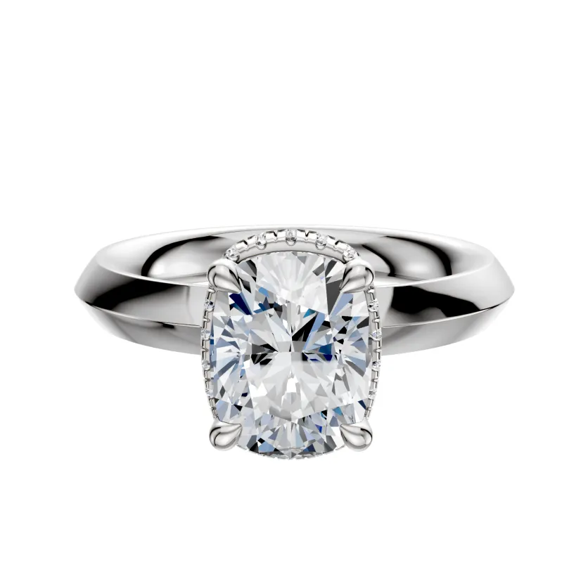 18K White Gold 4 Prong Collar Classic Knife Edge 3.0mm Engagement Ring sold by Promise By Effy