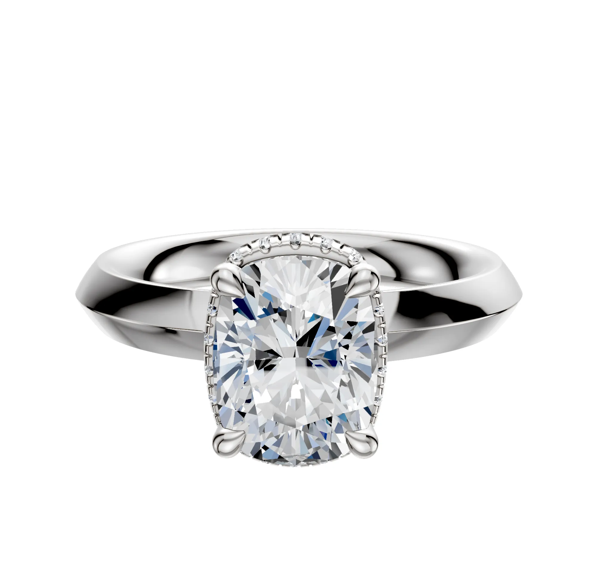 18K White Gold 4 Prong Collar Classic Knife Edge 3.0mm Engagement Ring sold by Promise By Effy