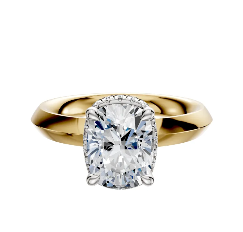 18K Two Tone 4 Prong Collar Classic Knife Edge 3.0mm Engagement Ring sold by Promise By Effy