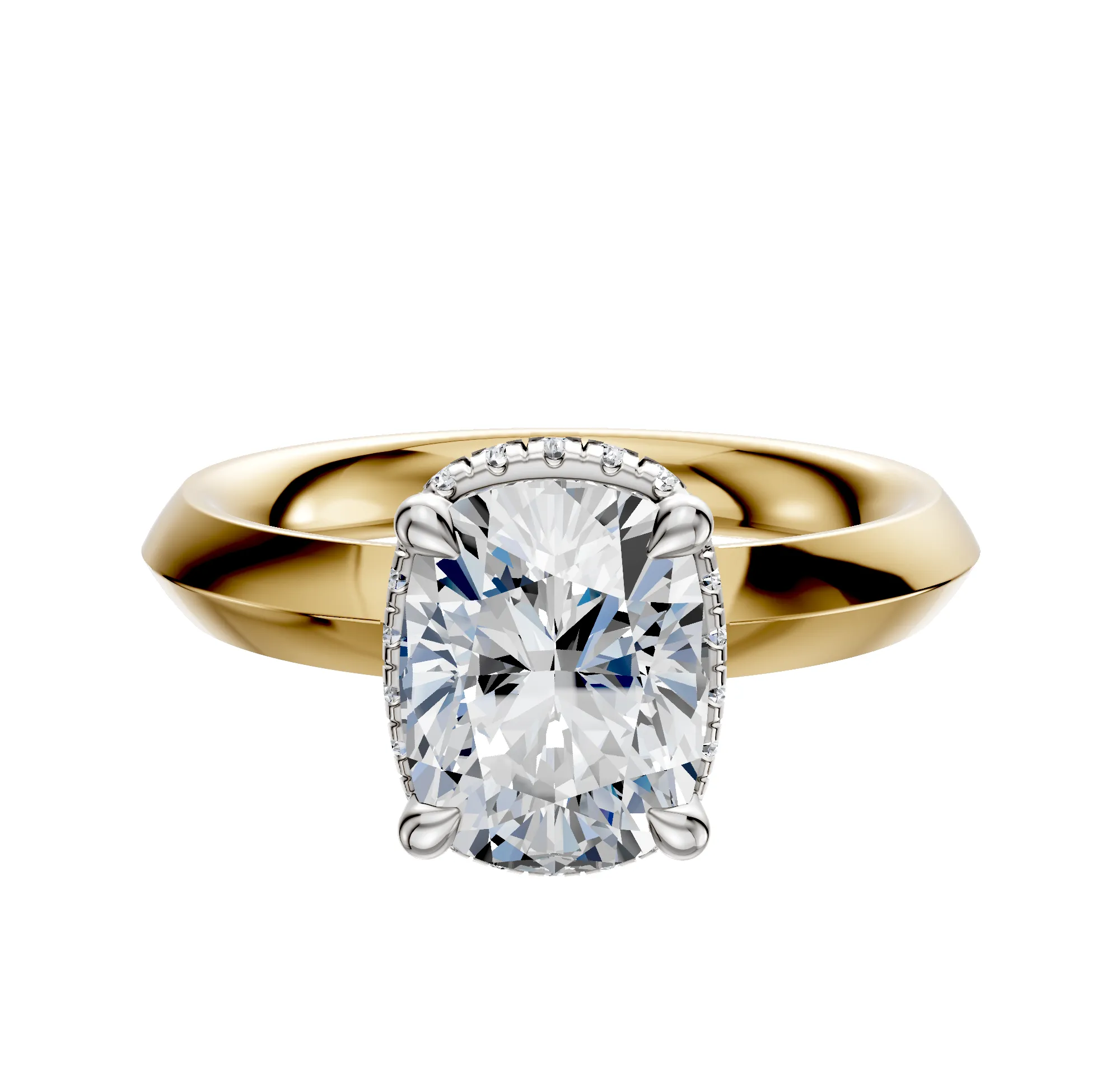 18K Two Tone 4 Prong Collar Classic Knife Edge 3.0mm Engagement Ring sold by Promise By Effy