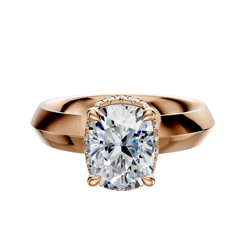 14K Rose Gold 4 Prong Collar Classic Knife Edge 4.0mm Engagement Ring sold by Promise By Effy