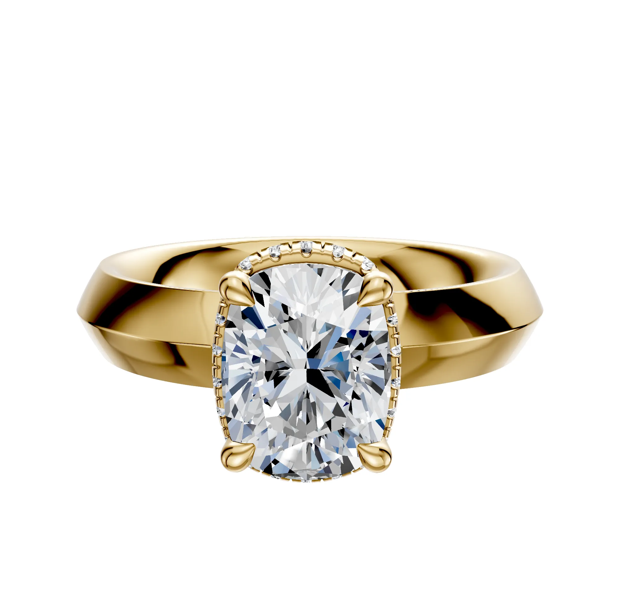 14K Yellow Gold 4 Prong Collar Classic Knife Edge 4.0mm Engagement Ring sold by Promise By Effy