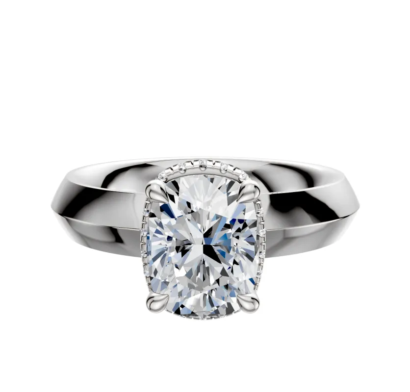 18K White Gold 4 Prong Collar Classic Knife Edge 4.0mm Engagement Ring sold by Promise By Effy
