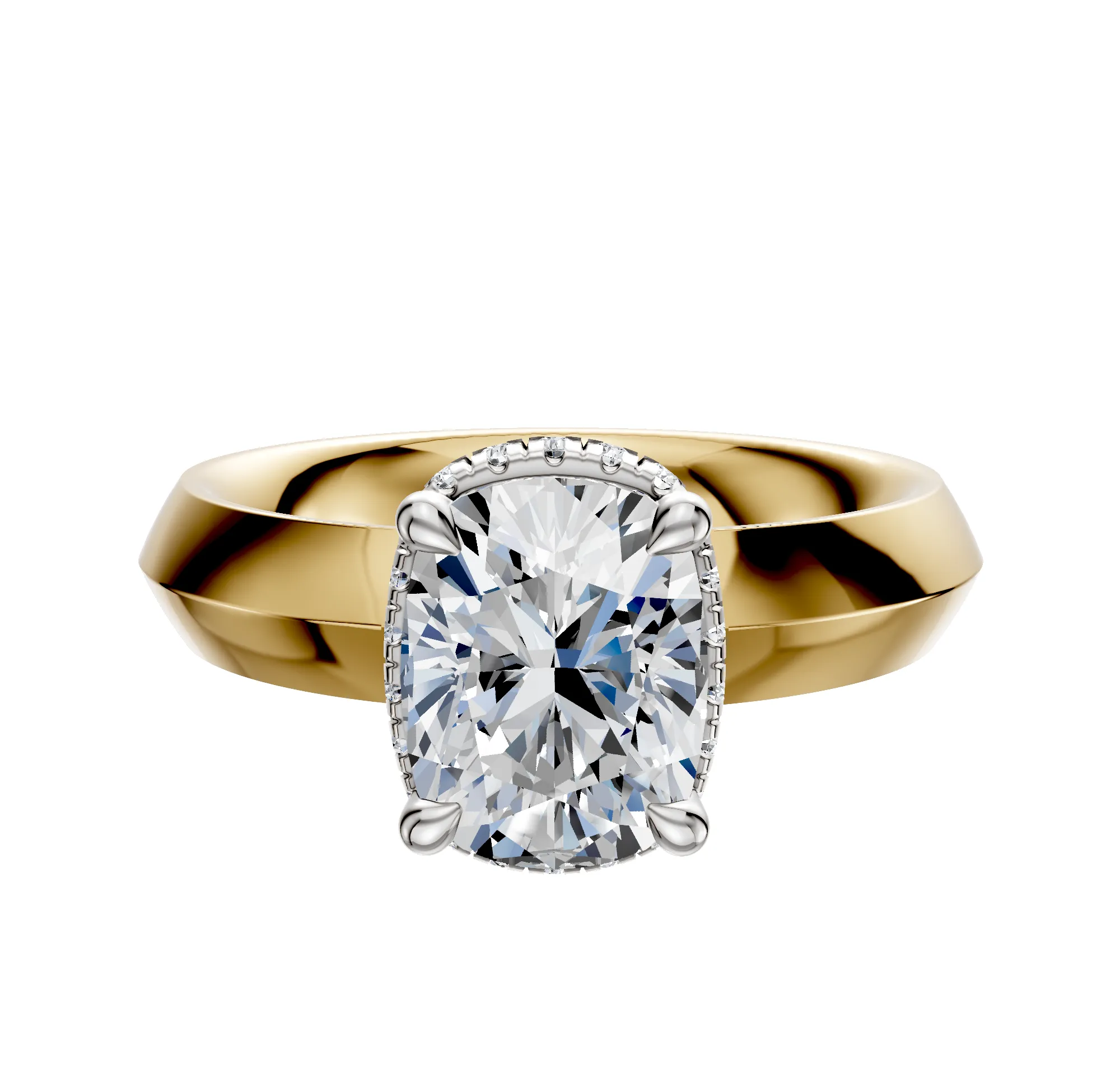 14K Two Tone 4 Prong Collar Classic Knife Edge 4.0mm Engagement Ring sold by Promise By Effy