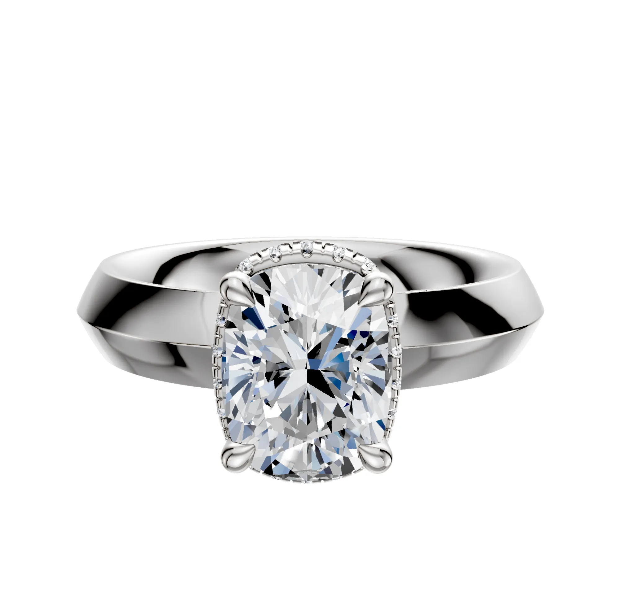 Platinum 4 Prong Collar Classic Knife Edge 4.0mm Engagement Ring sold by Promise By Effy