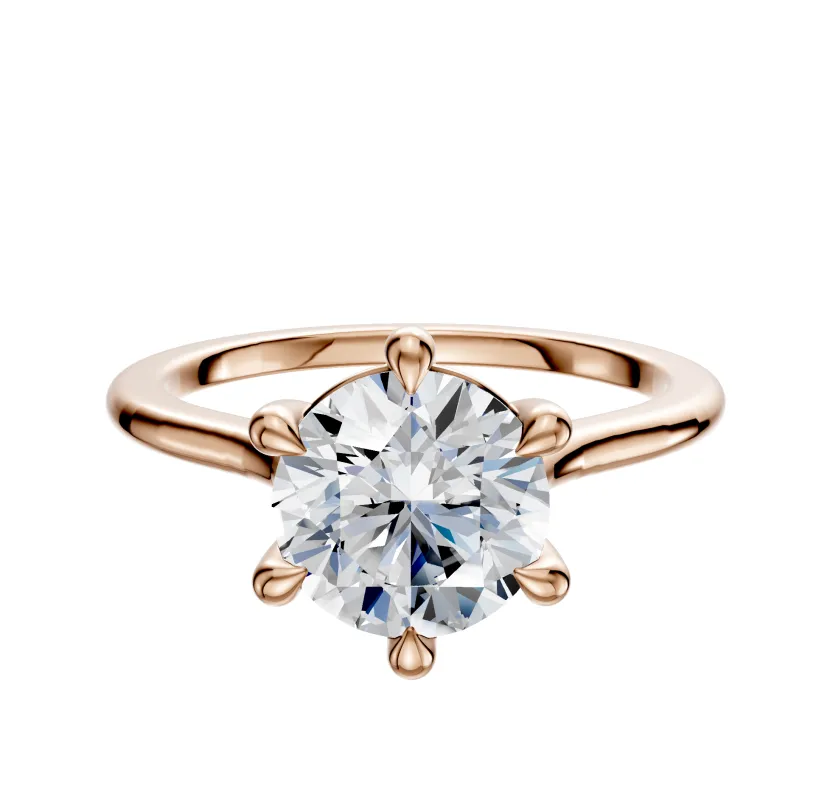 14K Rose Gold 6 Prong Basket Cathedral Dome 1.5mm Engagement Ring sold by Promise By Effy
