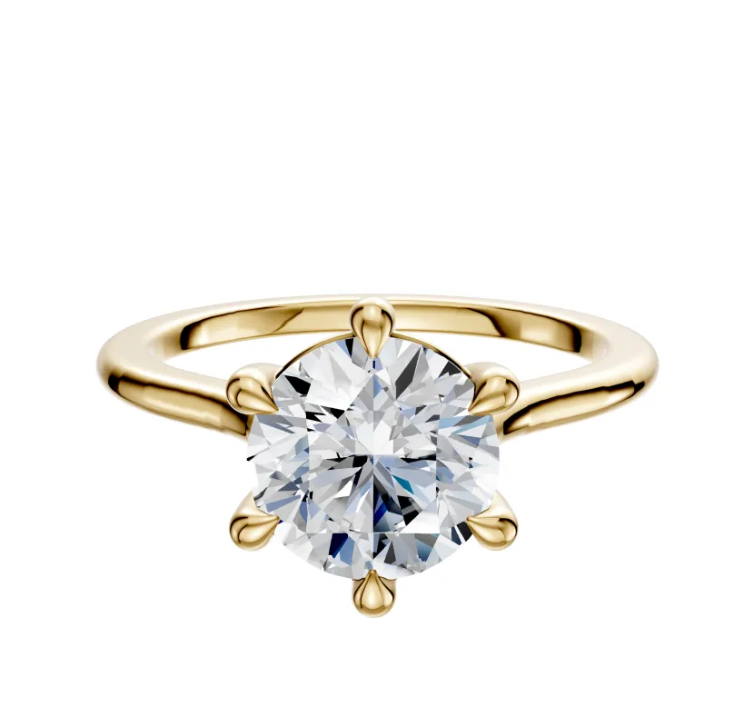 18K Yellow Gold 6 Prong Basket Cathedral Dome 1.5mm Engagement Ring sold by Promise By Effy