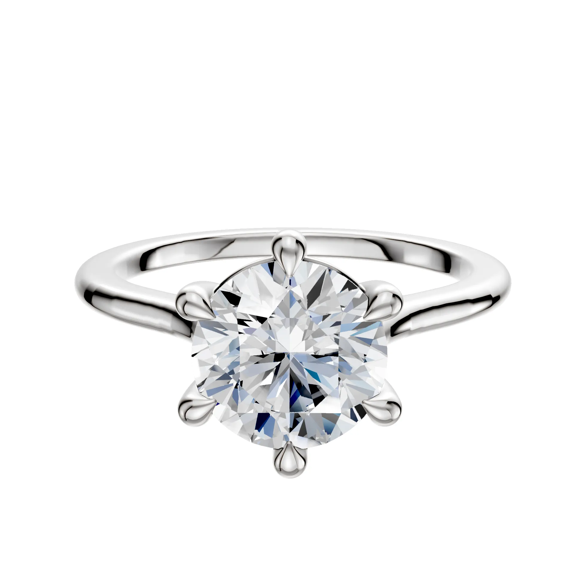 18K White Gold 6 Prong Basket Cathedral Dome 1.5mm Engagement Ring sold by Promise By Effy