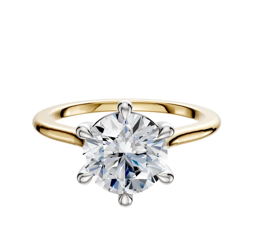 14K Two Tone 6 Prong Basket Cathedral Dome 1.5mm Engagement Ring sold by Promise By Effy