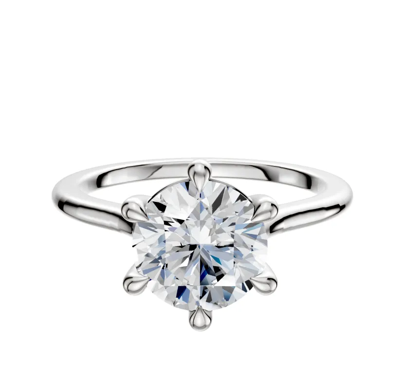 Platinum 6 Prong Basket Cathedral Dome 1.5mm Engagement Ring sold by Promise By Effy