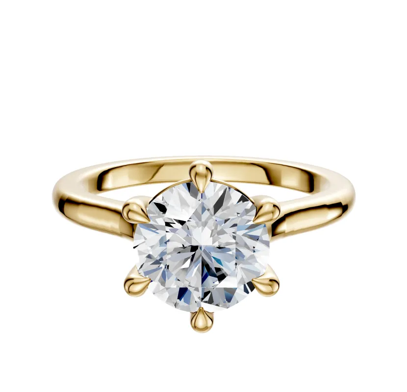 14K Yellow Gold 6 Prong Basket Cathedral Dome 2.0mm Engagement Ring sold by Promise By Effy