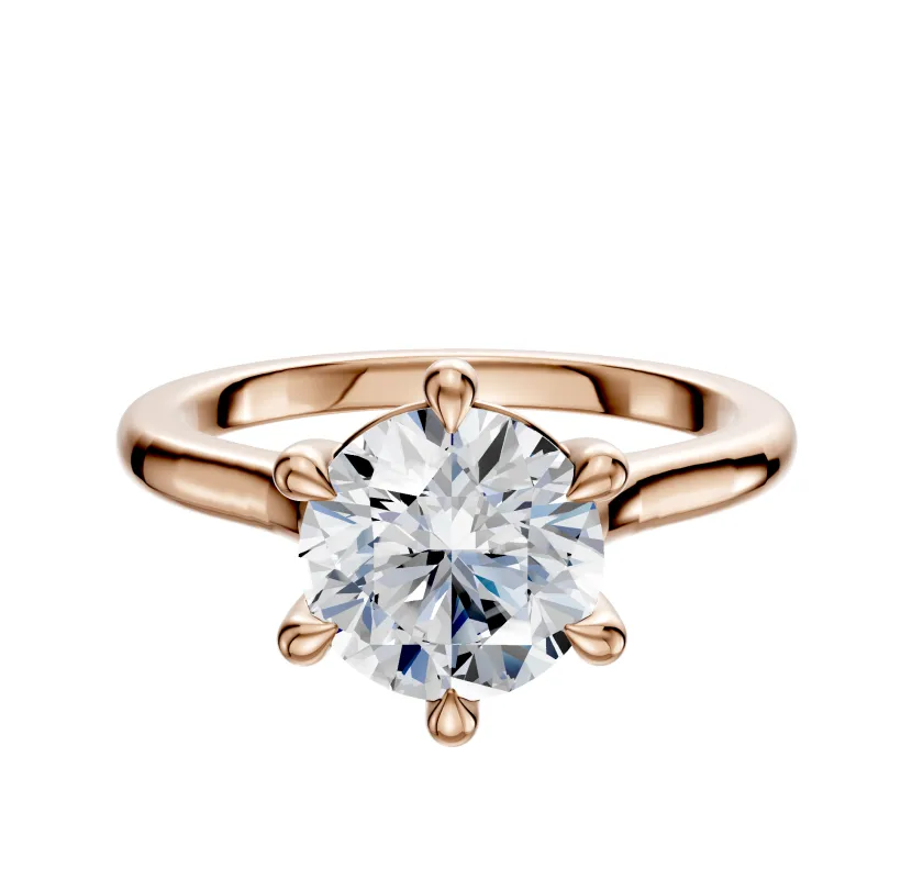 18K Rose Gold 6 Prong Basket Cathedral Dome 2.0mm Engagement Ring sold by Promise By Effy