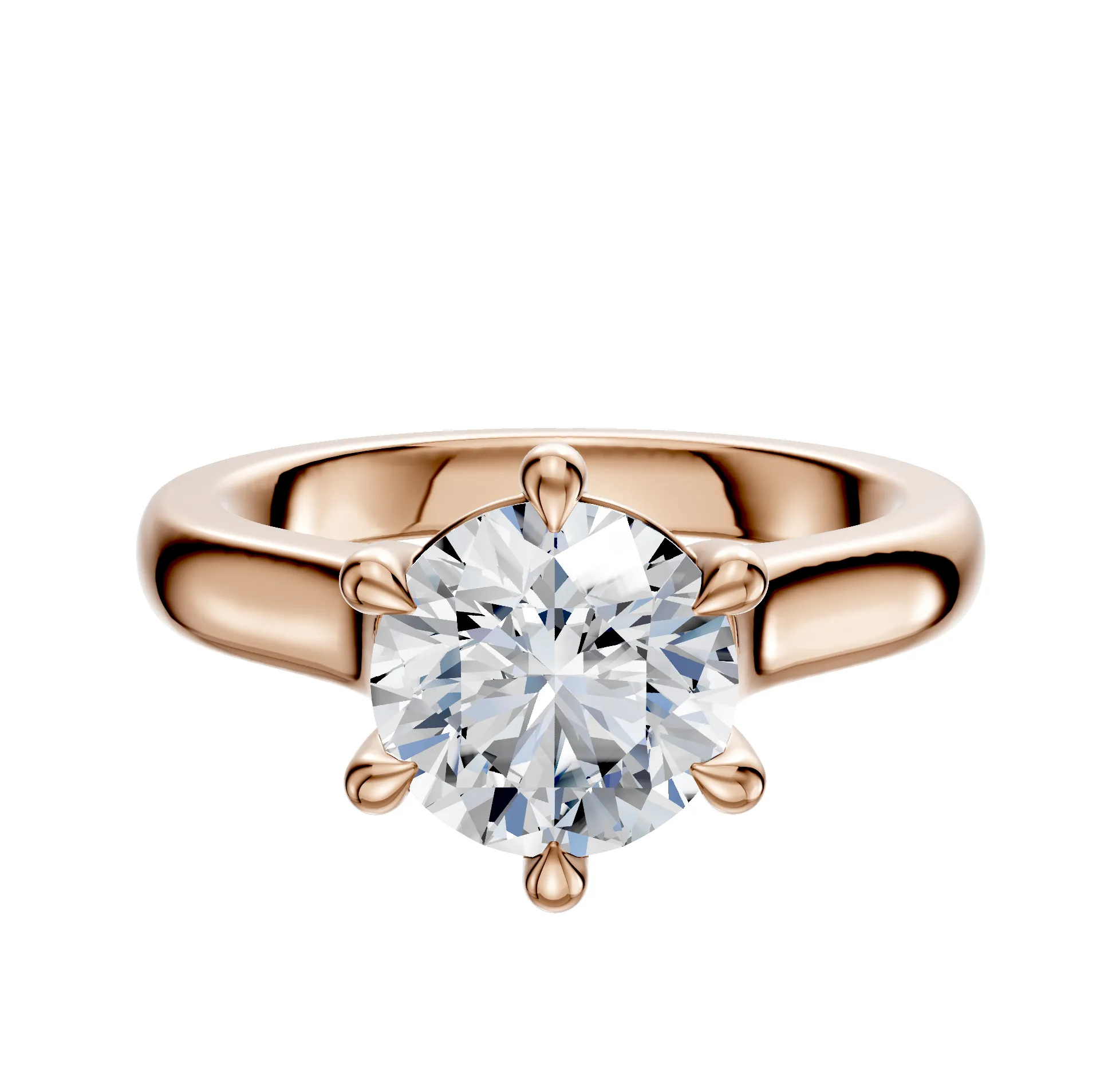 14K Rose Gold 6 Prong Basket Cathedral Dome 3.0mm Engagement Ring sold by Promise By Effy