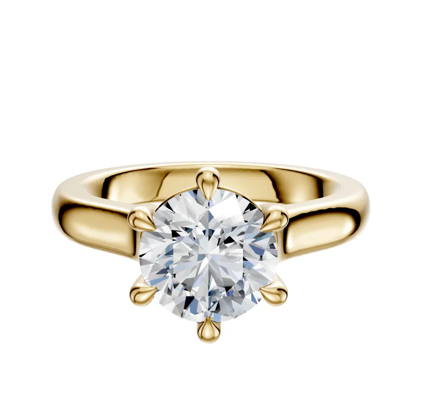 14K Yellow Gold 6 Prong Basket Cathedral Dome 3.0mm Engagement Ring sold by Promise By Effy
