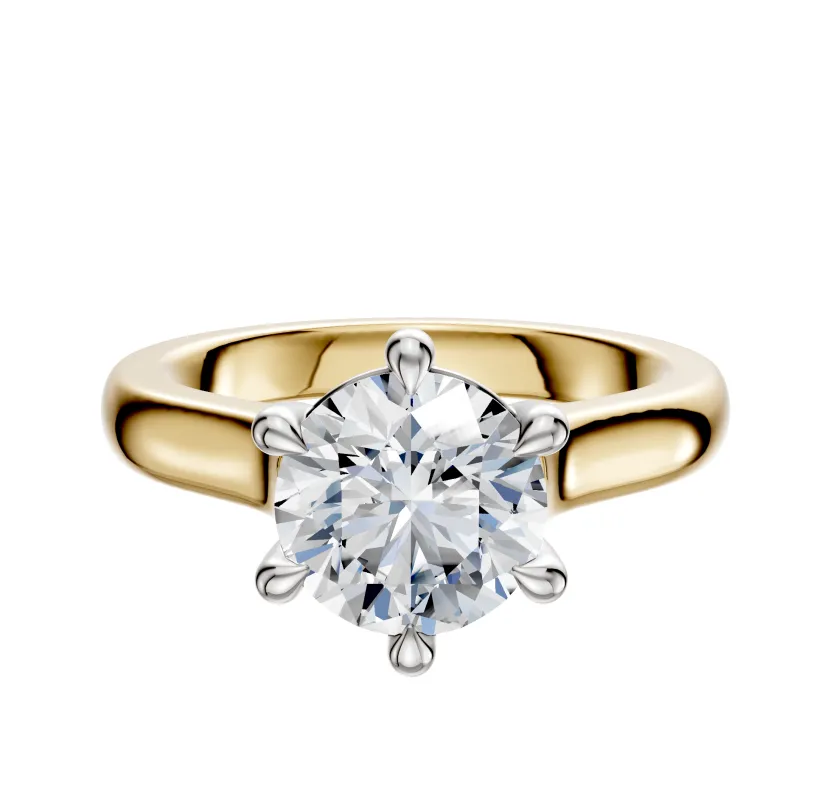 18K Two Tone 6 Prong Basket Cathedral Dome 3.0mm Engagement Ring sold by Promise By Effy