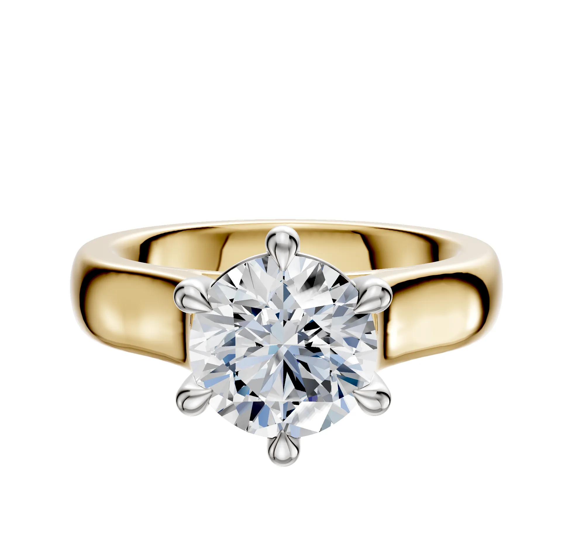 14K Two Tone 6 Prong Basket Cathedral Dome 4.0mm Engagement Ring sold by Promise By Effy