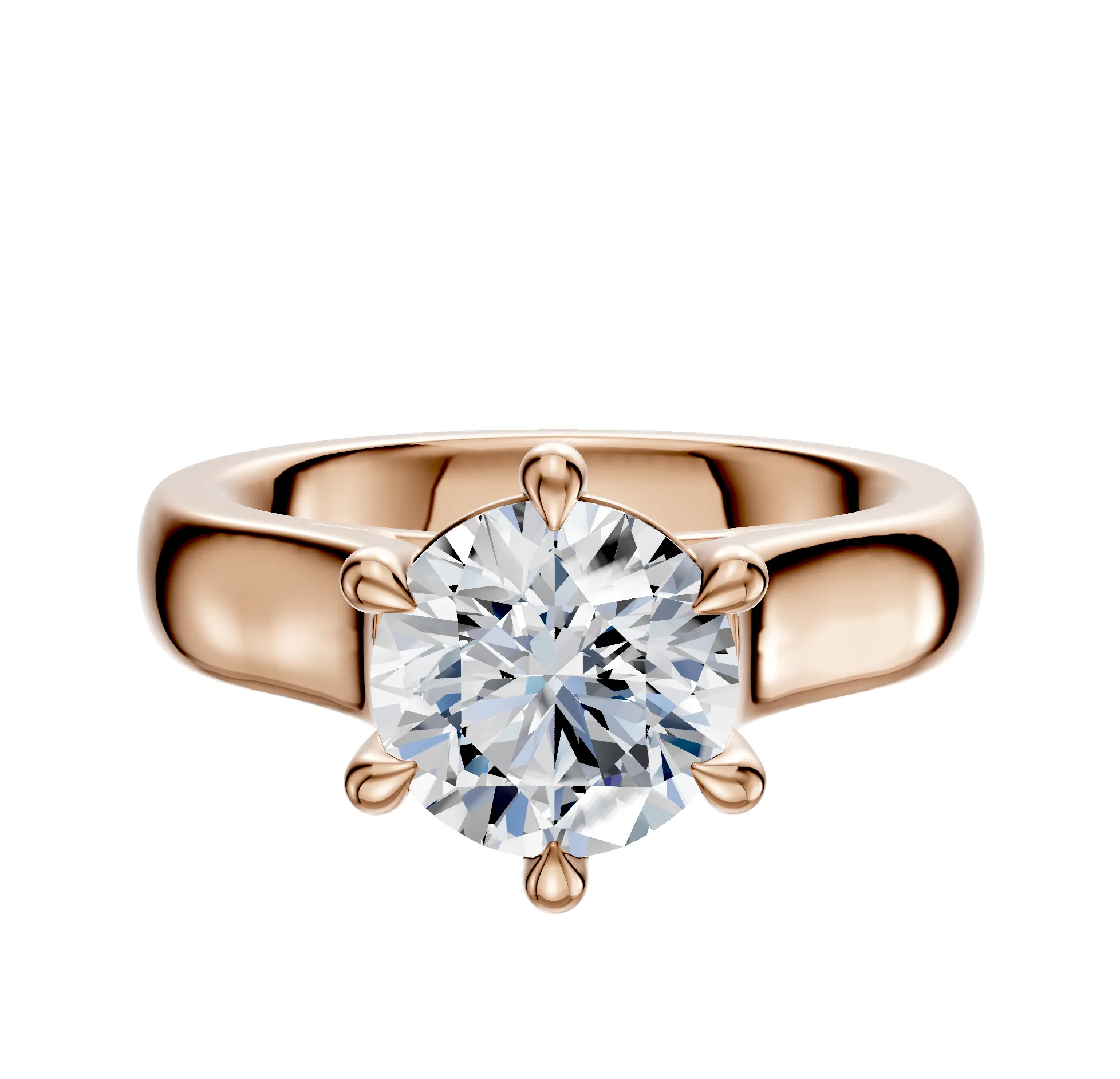 18K Rose Gold 6 Prong Basket Cathedral Dome 4.0mm Engagement Ring sold by Promise By Effy