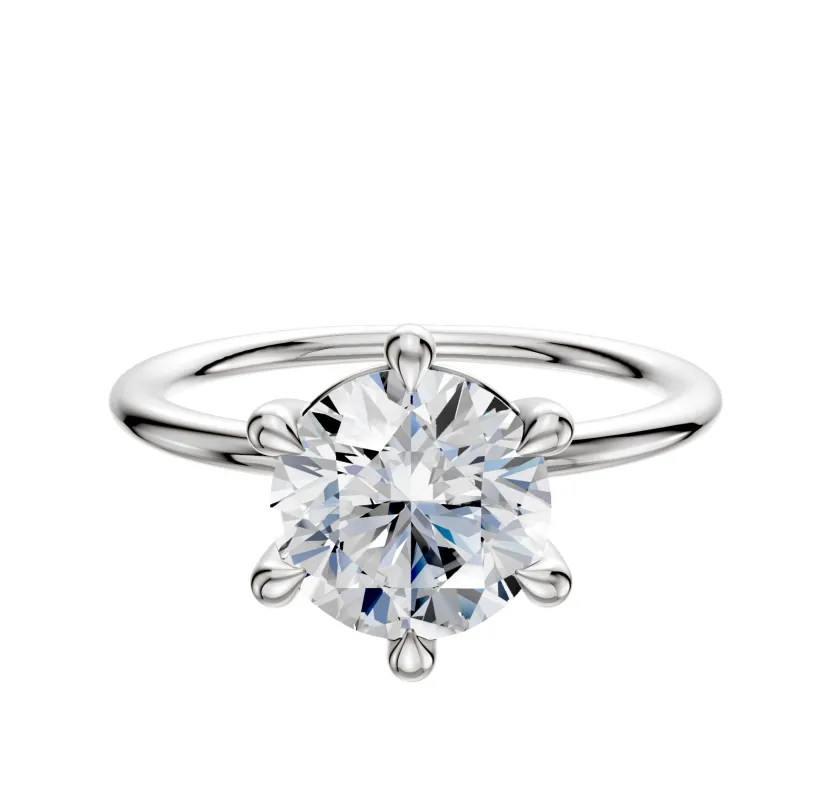18K White Gold 6 Prong Basket Classic Dome 1.5mm Engagement Ring sold by Promise By Effy
