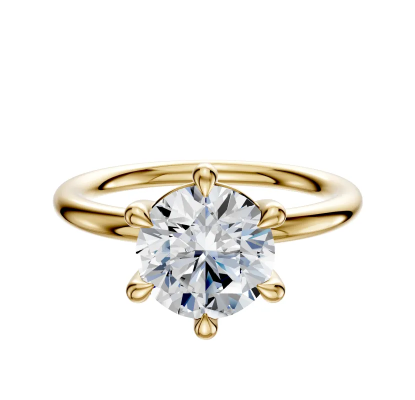 18K Yellow Gold 6 Prong Basket Classic Dome 2.0mm Engagement Ring sold by Promise By Effy