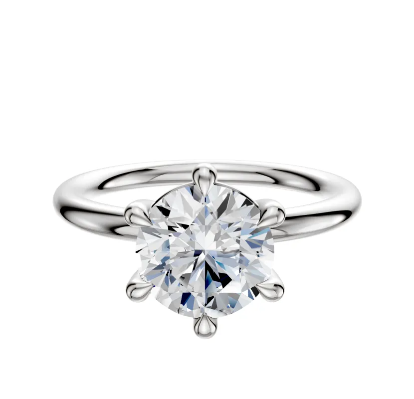 18K White Gold 6 Prong Basket Classic Dome 2.0mm Engagement Ring sold by Promise By Effy