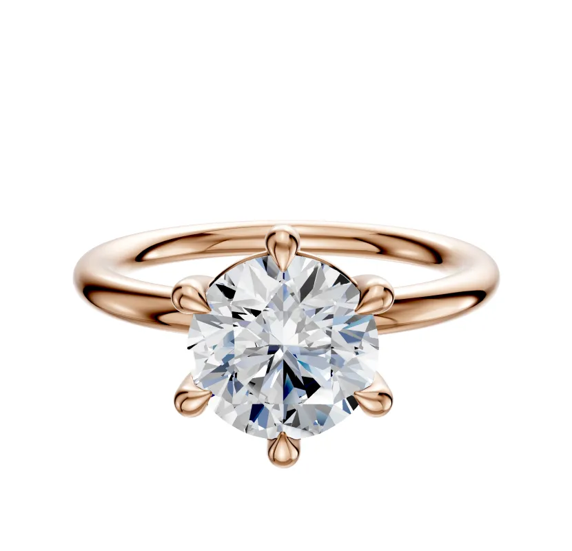 18K Rose Gold 6 Prong Basket Classic Dome 2.0mm Engagement Ring sold by Promise By Effy