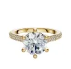 14K Yellow Gold 6 Prong Basket Cathedral Dome 3-Row-Pave 2.0mm Engagement Ring sold by Promise By Effy