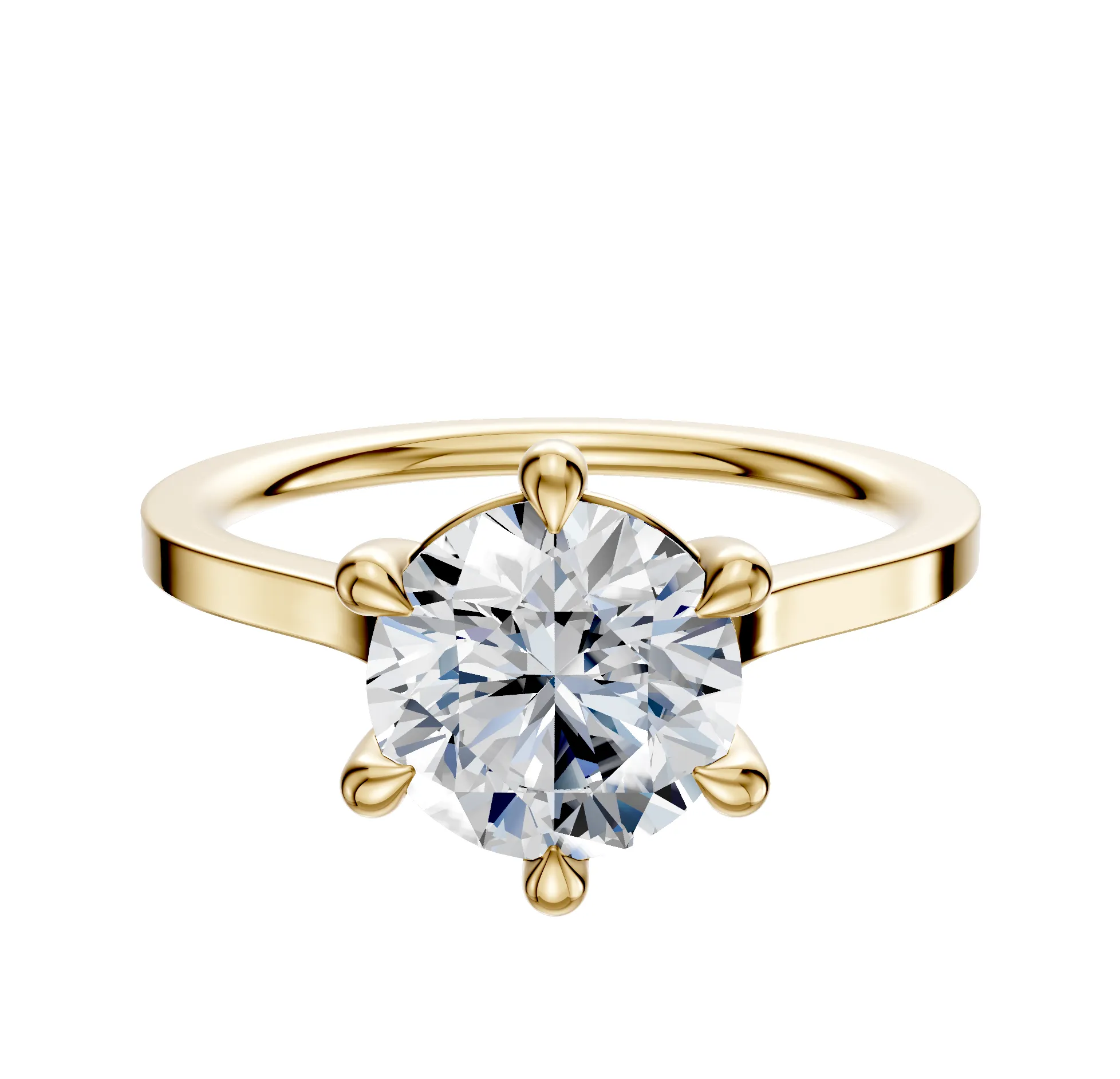 14K Yellow Gold 6 Prong Basket Cathedral Flat 1.5mm Engagement Ring sold by Promise By Effy