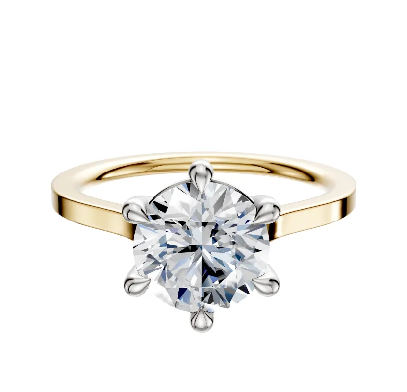 14K Two Tone 6 Prong Basket Cathedral Flat 1.5mm Engagement Ring sold by Promise By Effy